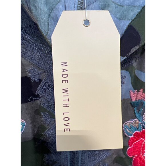 Andrée By Unit Camouflage Floral Embroidered Tank Small Green Boho Hippie NEW - Picture 4 of 8